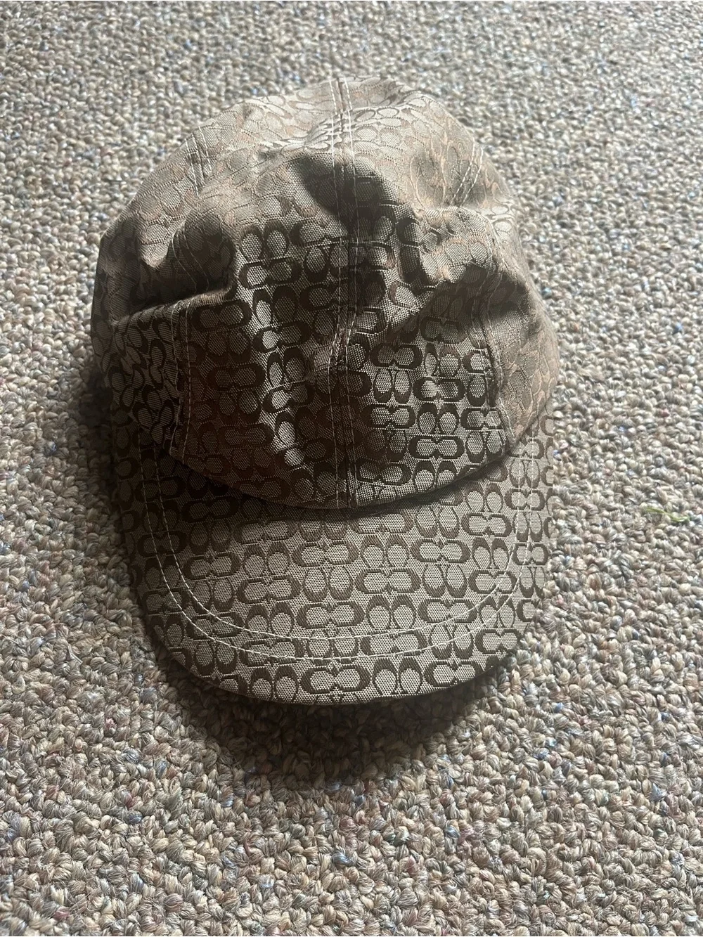 Coach Monogram Cap in Beige and Brown